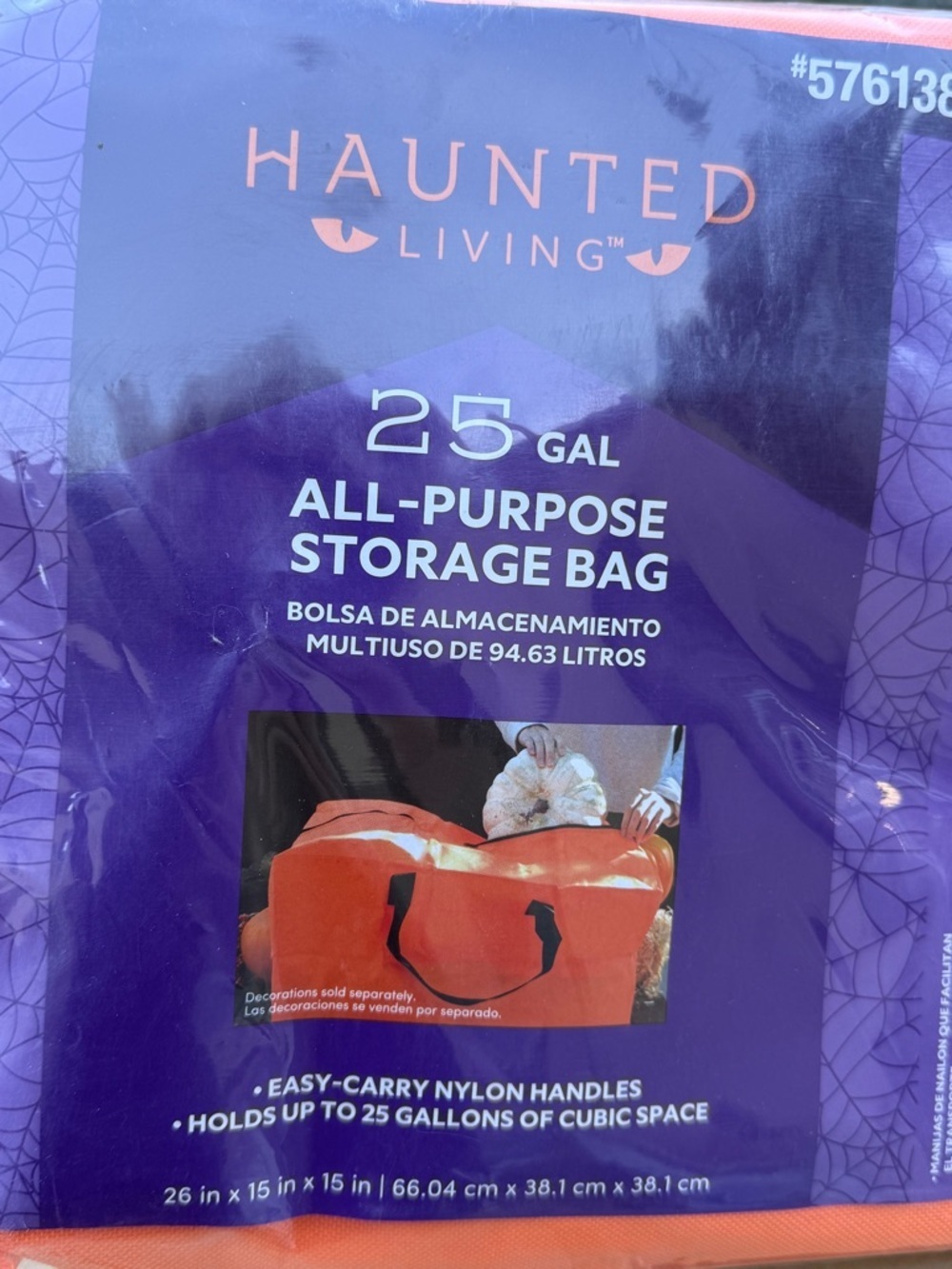 Haunted Living 25 Gal All-Purpose Storage Bag — Orange Halloween